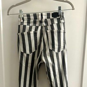 Subdued black and white striped pants